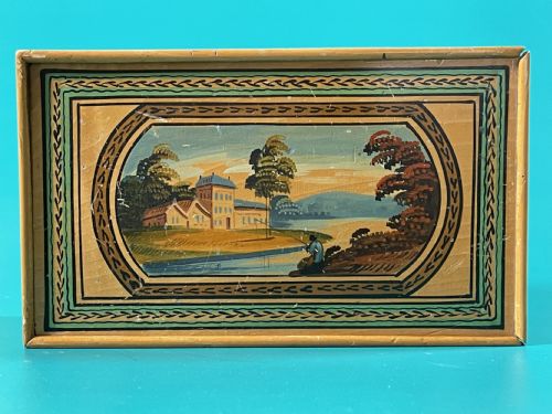 ANTIQUE WHITEWOOD SEWING BOX WITH PAINTED LID DRAWER - ADDITIONAL PHOTO 2