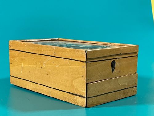 ANTIQUE WHITEWOOD SEWING BOX WITH PAINTED LID DRAWER - ADDITIONAL PHOTO 4