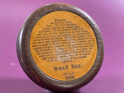 antique scottish oak snuff box with provenance - CATEGORY: ANTIQUE BOXES - DATED GEORGIAN
