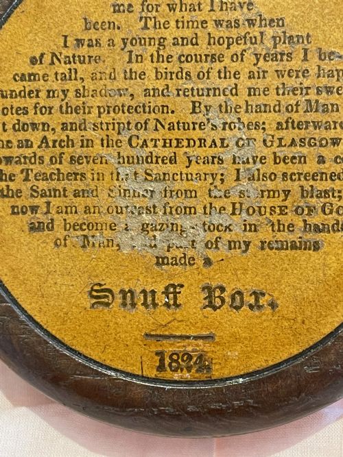 ANTIQUE SCOTTISH OAK SNUFF BOX WITH PROVENANCE - ADDITIONAL PHOTO 3