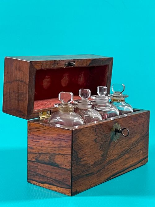 antique rosewood apothecary or scent box - CATEGORY: ANTIQUE GLASS - DATED 19TH CENTURY