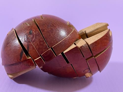 ANTIQUE PUZZLE BALL WITH ORIGINAL PAPER SOLUTION - ADDITIONAL PHOTO 5