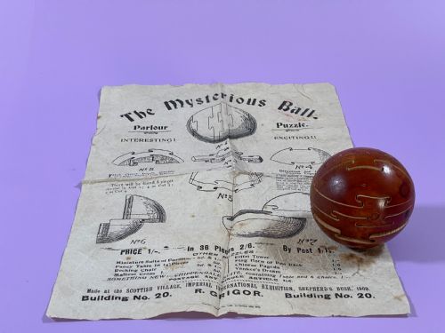 ANTIQUE PUZZLE BALL WITH ORIGINAL PAPER SOLUTION - ADDITIONAL PHOTO 6