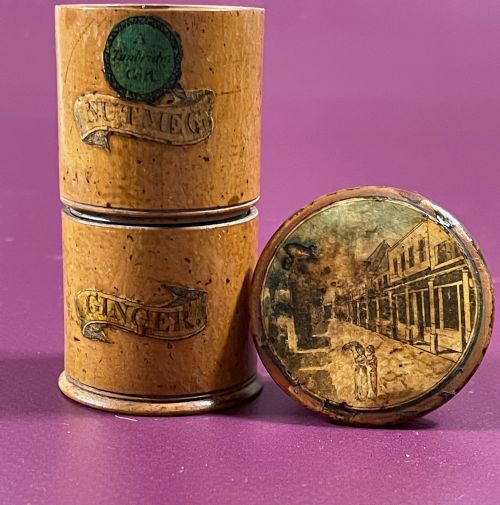 A RARE MINIATURE SPICE TOWER NUTMEG GRATER TUNBRIDGE - ADDITIONAL PHOTO 1