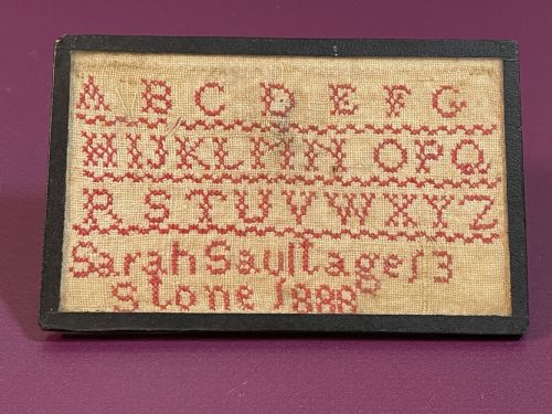 antique mini needlework sampler - CATEGORY: ANTIQUE MISCELLANEOUS - DATED 19TH CENTURY
