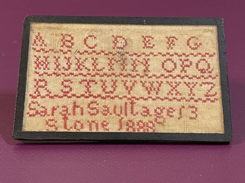 ANTIQUE MINI NEEDLEWORK SAMPLER - ADDITIONAL PHOTO 1
