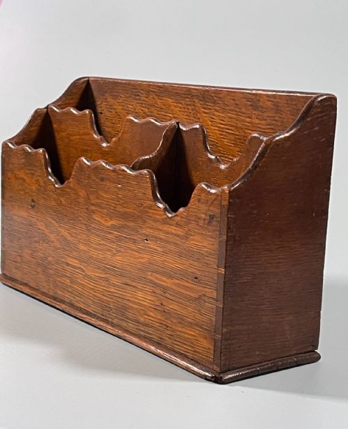 ANTIQUE OAK STATIONERY HOLDER - ADDITIONAL PHOTO 1