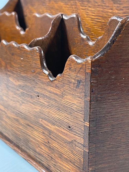 ANTIQUE OAK STATIONERY HOLDER - ADDITIONAL PHOTO 2