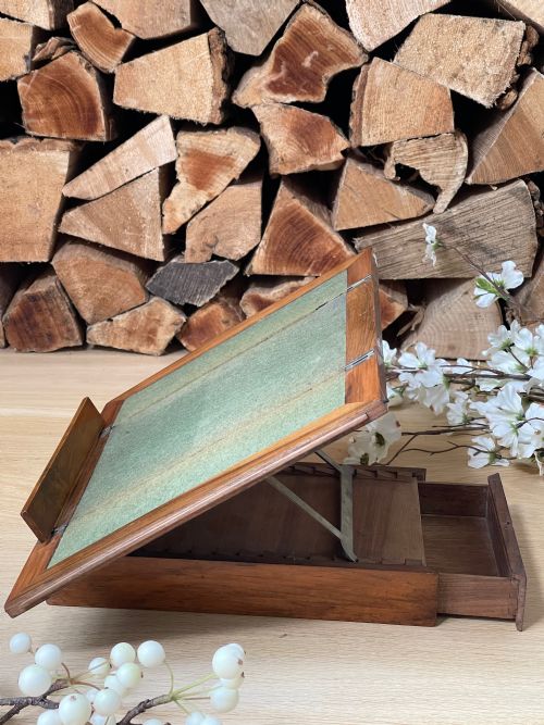 AN UNUSUAL ANTIQUE FOLDING BOOK OR MUSIC STAND BOX - ADDITIONAL PHOTO 2