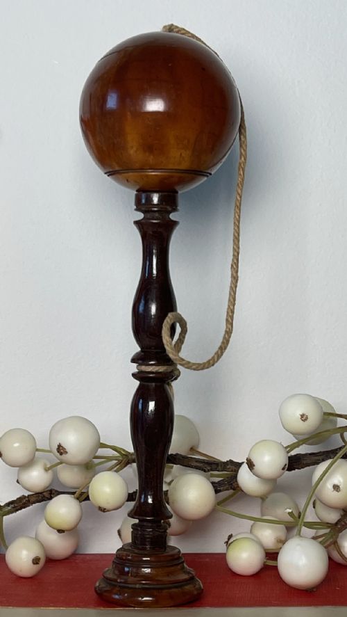 antique coquilla nut wood bilboquet - CATEGORY: ANTIQUE MISCELLANEOUS - DATED 19TH CENTURY