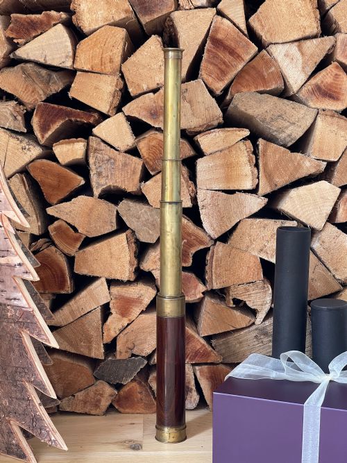 ANTIQUE ROSEWOOD TELESCOPE SIGNED S LEE OPTICIAN TO HER MAJESTY - ADDITIONAL PHOTO 2