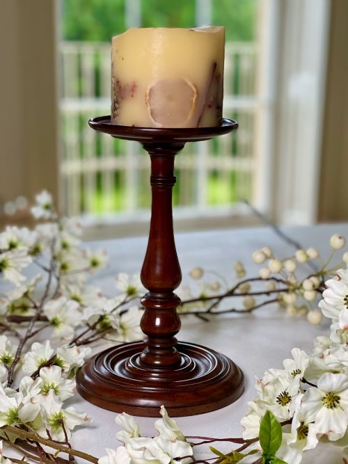 A GEORGIAN MAHOGANY CANDLE STAND LEAD WEIGHTED BASE - ADDITIONAL PHOTO 2