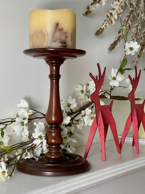 A GEORGIAN MAHOGANY CANDLE STAND LEAD WEIGHTED BASE - ADDITIONAL PHOTO 4