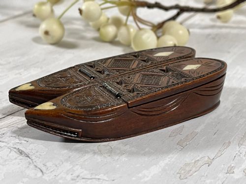 ANTIQUE PRISONER OF WAR DOUBLE SNUFF SHOE LOVE TOKEN - ADDITIONAL PHOTO 4