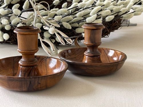 antique brighton bun candlesticks used on campaigns pilgrimages treen - CATEGORY: ANTIQUE LIGHTING - DATED 19TH CENTURY