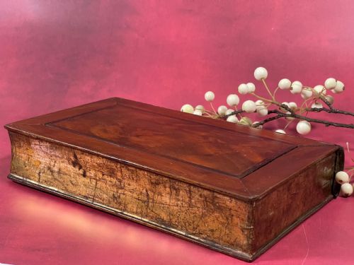 A LARGE ANTIQUE FLAME MAHOGANY PUZZLE BOOK BOX TREEN - ADDITIONAL PHOTO 3