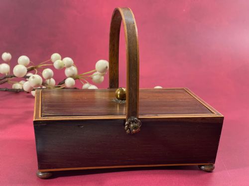 ANTIQUE ROSEWOOD SEWING PANNIER - ADDITIONAL PHOTO 4