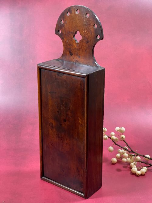 solid cherry wood georgian candle box - CATEGORY: ANTIQUE BOXES - DATED GEORGIAN