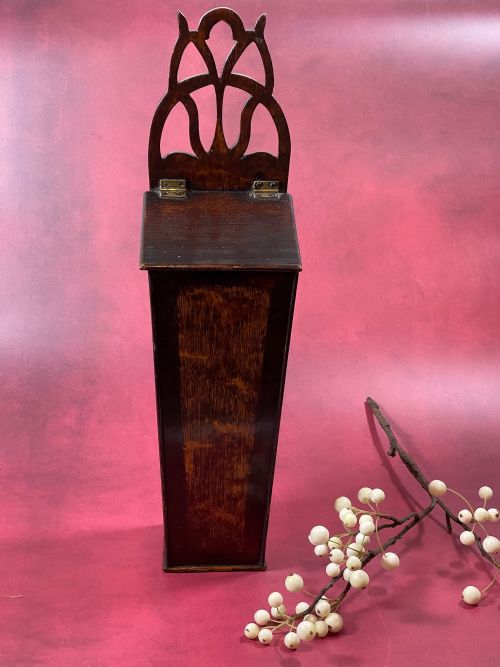 A GEORGIAN CANDLE BOX NARROW PROPORTIONS OAK MAHOGANY - ADDITIONAL PHOTO 4