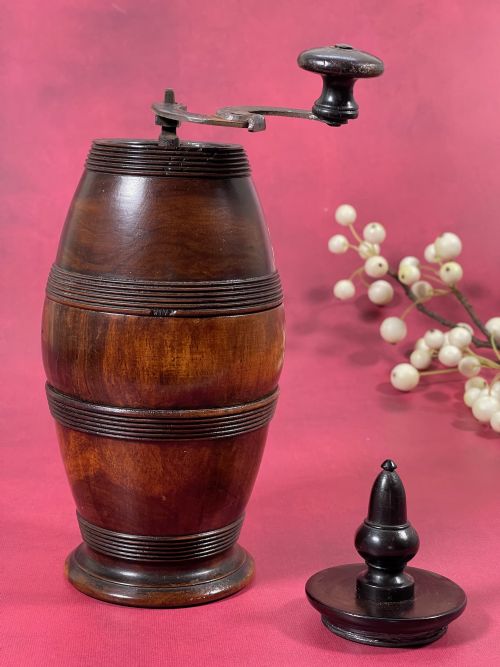 an antique lignum vitae coffee grinder - CATEGORY: ANTIQUE MISCELLANEOUS - DATED 18TH CENTURY