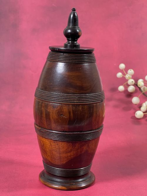 AN ANTIQUE LIGNUM VITAE COFFEE GRINDER - ADDITIONAL PHOTO 1