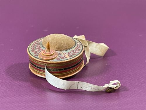 ANTIQUE TUNBRIDGE WARE TAPE MEASURE PIN CUSHION - ADDITIONAL PHOTO 2