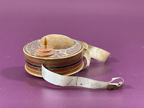 ANTIQUE TUNBRIDGE WARE TAPE MEASURE PIN CUSHION - ADDITIONAL PHOTO 4