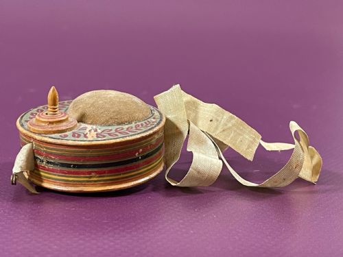 ANTIQUE TUNBRIDGE WARE TAPE MEASURE PIN CUSHION - ADDITIONAL PHOTO 5