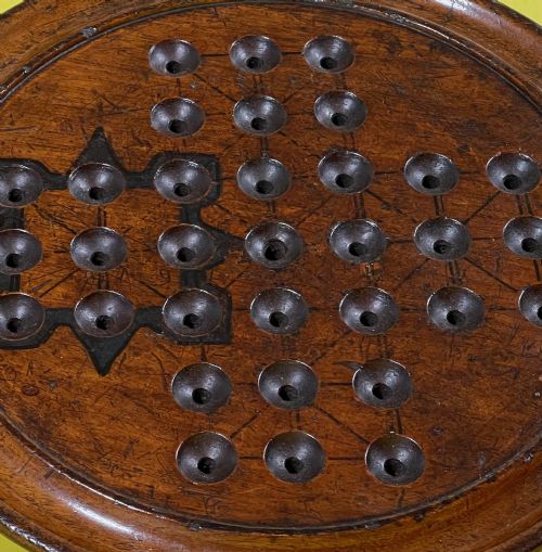 ANTIQUE SOLITAIRE BOARD GAME MARBLES LOVELY PATINATION COLOUR - ADDITIONAL PHOTO 1