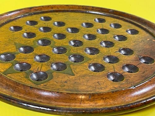 ANTIQUE SOLITAIRE BOARD GAME MARBLES LOVELY PATINATION COLOUR - ADDITIONAL PHOTO 2