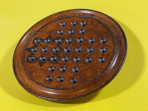 ANTIQUE SOLITAIRE BOARD GAME MARBLES LOVELY PATINATION COLOUR - ADDITIONAL PHOTO 5