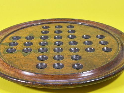 ANTIQUE SOLITAIRE BOARD GAME MARBLES LOVELY PATINATION COLOUR - ADDITIONAL PHOTO 7