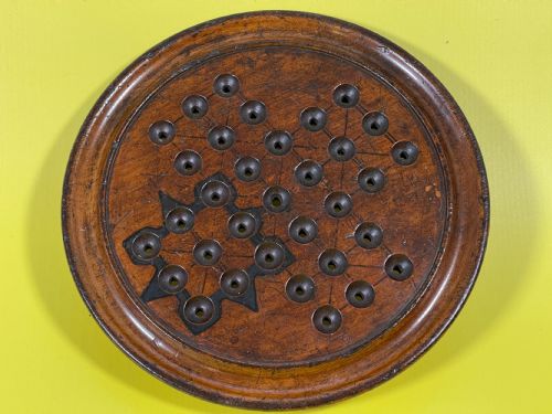 ANTIQUE SOLITAIRE BOARD GAME MARBLES LOVELY PATINATION COLOUR - ADDITIONAL PHOTO 8