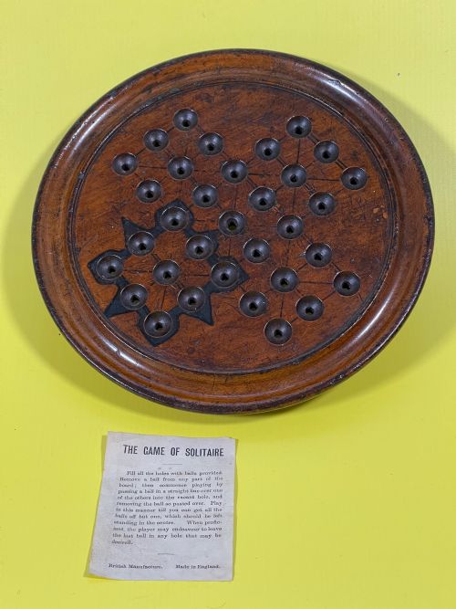 ANTIQUE SOLITAIRE BOARD GAME MARBLES LOVELY PATINATION COLOUR - ADDITIONAL PHOTO 9