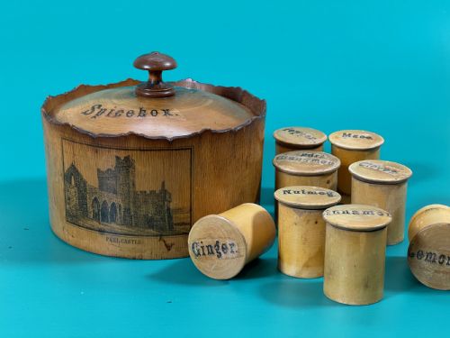 ANTIQUE SCOTTISH SPICE BOX WITH EIGHT INTERNAL SPICE POTS - ADDITIONAL PHOTO 4