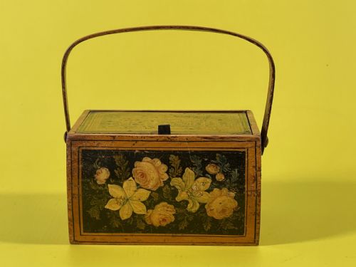 ANTIQUE REGENCY PENWORK SEWING BOXPANNIER - ADDITIONAL PHOTO 1