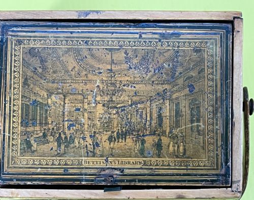 ANTIQUE REGENCY PENWORK SEWING BOXPANNIER - ADDITIONAL PHOTO 2