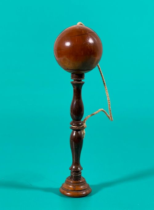 antique treen coquilla nut ball and cup - CATEGORY: ANTIQUE MISCELLANEOUS - DATED 19TH CENTURY