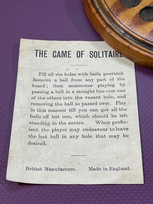 ANTIQUE SOLITAIRE BOARD VICTORIAN MARBLES - ADDITIONAL PHOTO 4