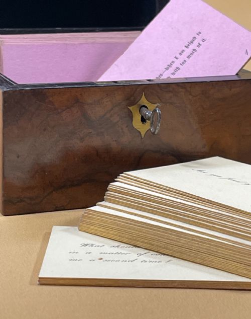 A SET OF ANTIQUE CONVERSATION CARDS GOLD RIMMED QUESTION ANSWER CARDS - ADDITIONAL PHOTO 1