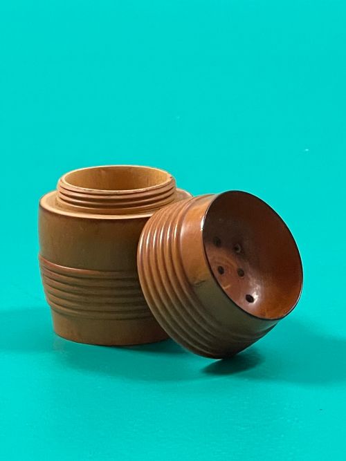 ANTIQUE TREEN POUNCE POT - ADDITIONAL PHOTO 1