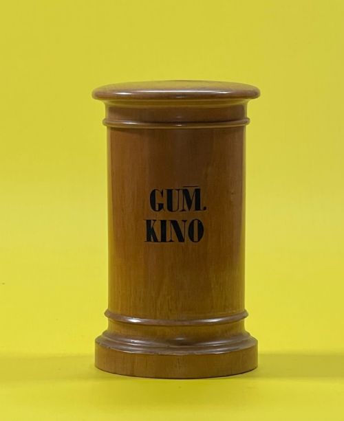 ANTIQUE APOTHECARY JAR LABELLED GUM KINO TREEN - ADDITIONAL PHOTO 1