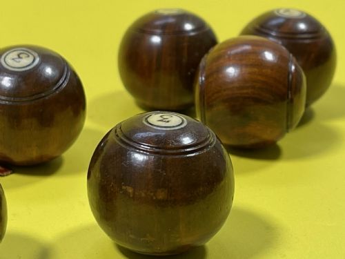 A COMPLETE SET OF MINI LIGNUM VITAE BOWLS JACK - ADDITIONAL PHOTO 1