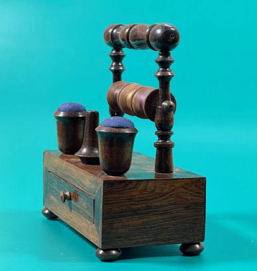 ANTIQUE ROSEWOOD SEWING COMPANION - ADDITIONAL PHOTO 3