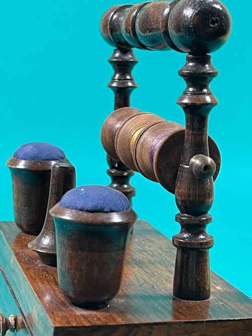 ANTIQUE ROSEWOOD SEWING COMPANION - ADDITIONAL PHOTO 5