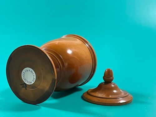 ANTIQUE TREEN LIDDED SPICE POT - ADDITIONAL PHOTO 2