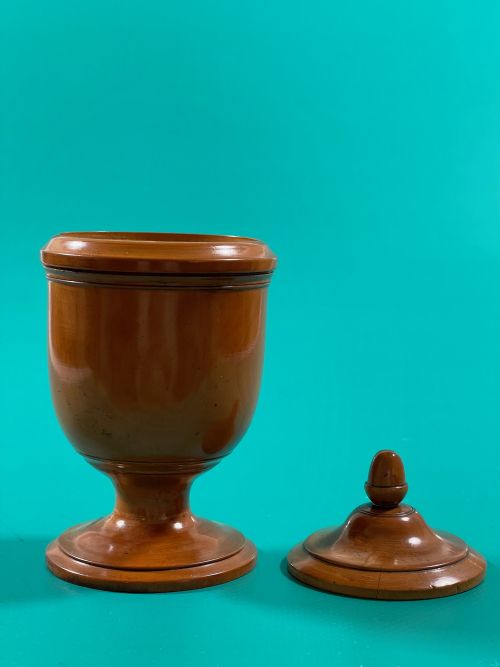 ANTIQUE TREEN LIDDED SPICE POT - ADDITIONAL PHOTO 3
