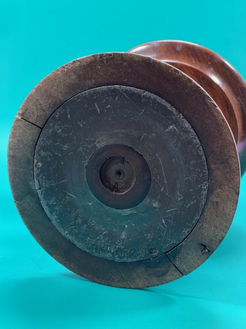 ANTIQUE 18TH CENTURY LEAD WEIGHTED CANDLE STAND - ADDITIONAL PHOTO 3