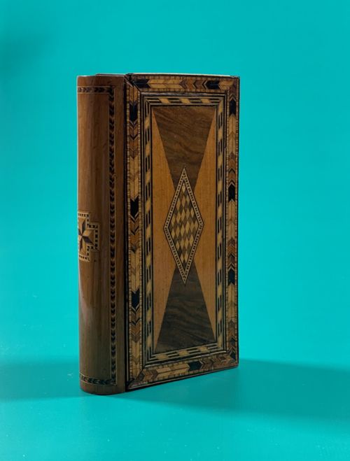 antique inlaid puzzle book box - CATEGORY: ANTIQUE BOXES - DATED 19TH CENTURY