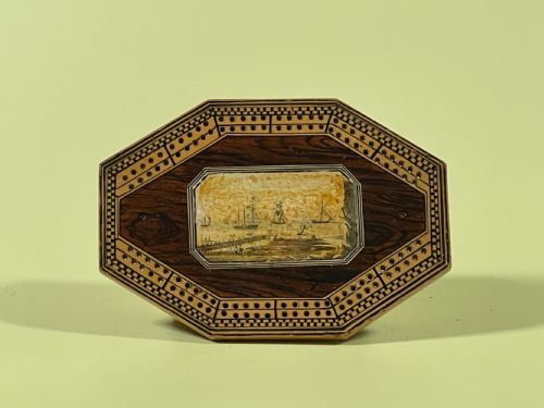 AN EARLY 1800S TUNBRIDGE WARE OCTAGONAL CRIBBAGE BOARD BOATING INTEREST - ADDITIONAL PHOTO 5